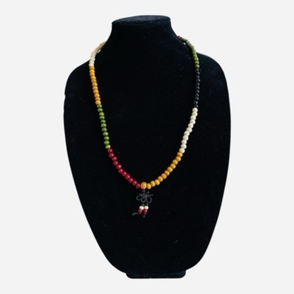 Multicolor Wooden Beaded Japamala Rosary Necklace Bracelet Meditation New